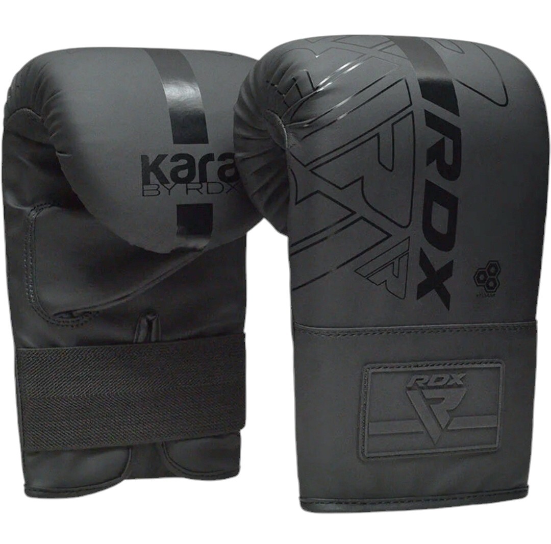 RDX F6 Kara Boxing Kickboxing Muay Thai Bag 4oz Mitts Gloves Matte Black