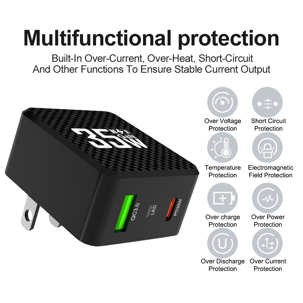 For iPhone 15 Pro Android 35W GaN Fast Charger Power Adapter USB C Data Cable