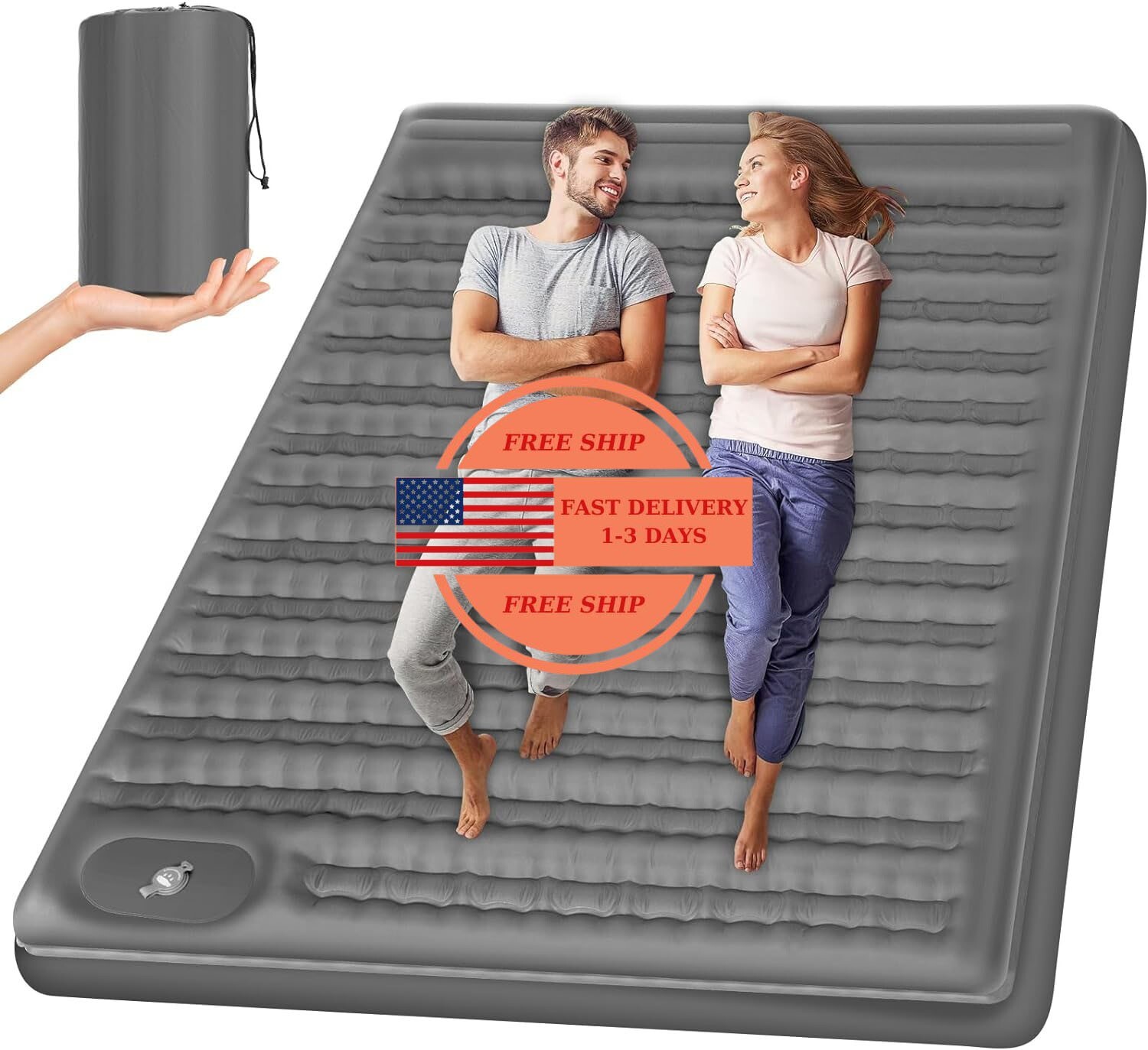 Colchoneta inflable ultraligera de 6,0 pulgadas y extra gruesa para dormir doble