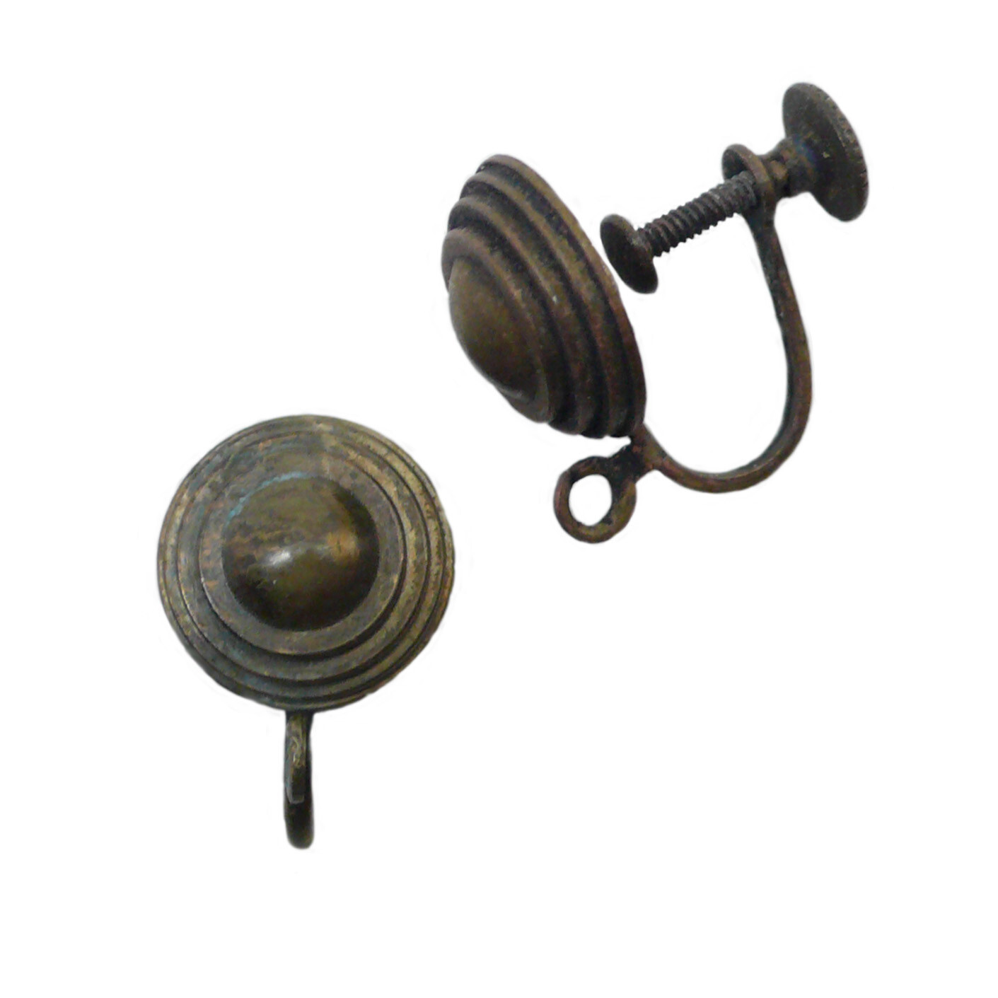 Vintage Screw Back Earring Findings w Open Loop Mid-Century Concentric Circles