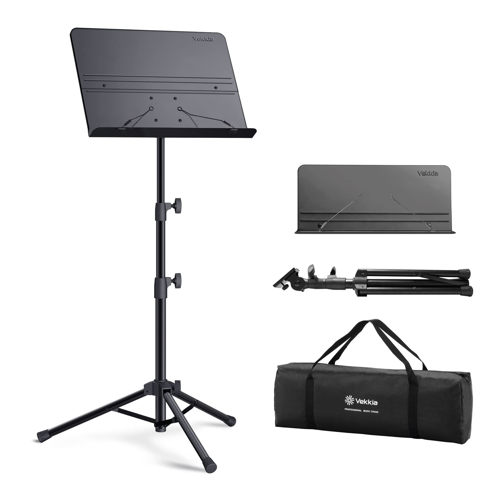 Vekkia Professional Portable Sheet Music Stand  Folding Adjustable Holder
