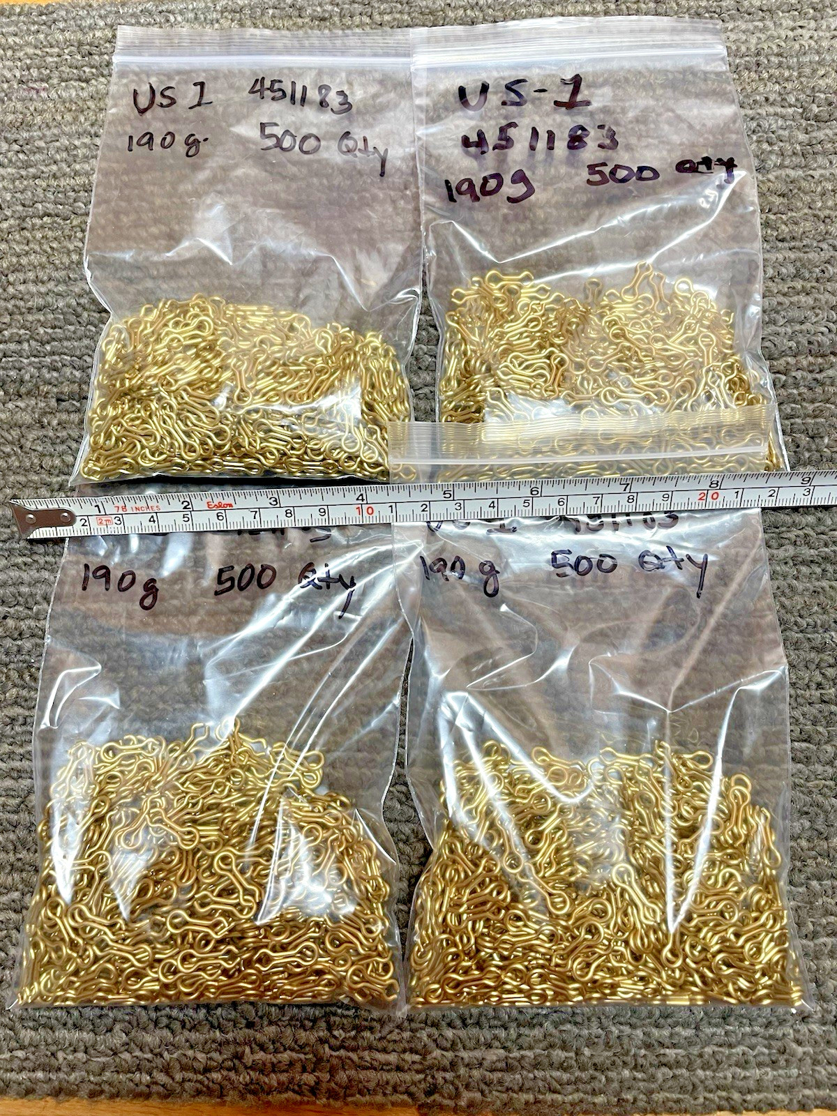 Quantity 500  US-1 Brass Sinker Eyelets for Sinkers
