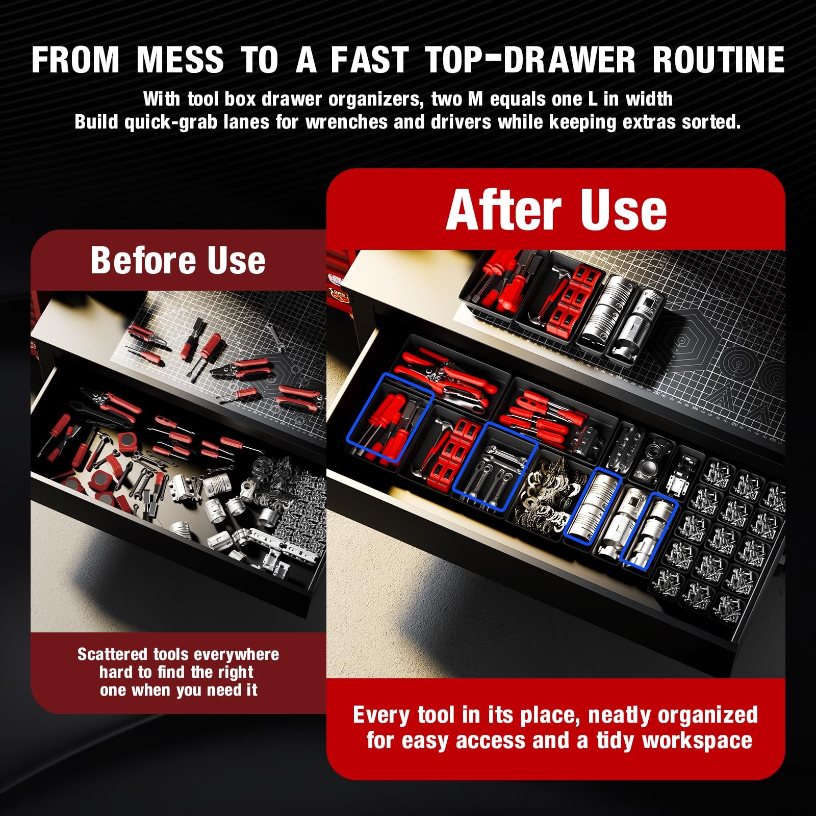 10 PCS Tool Box Drawer Organizer Large Medium Tray Garage Storage Chest