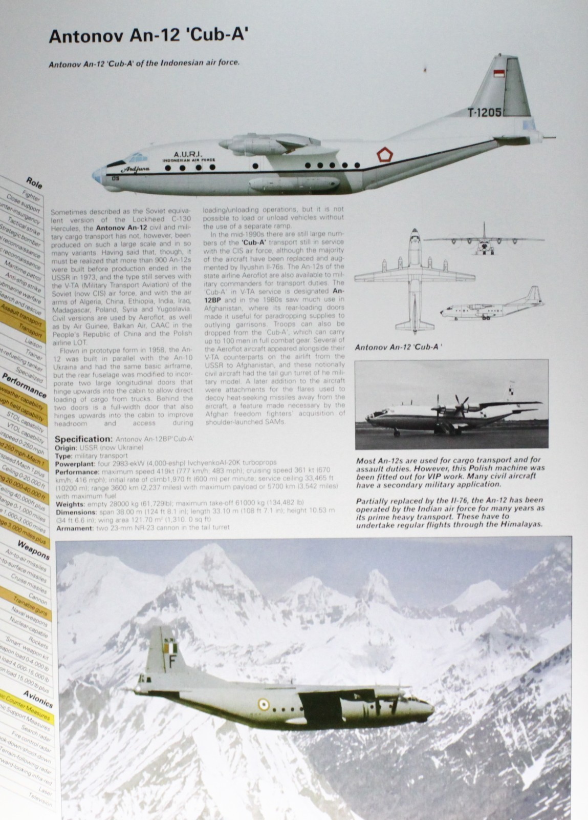 Antonov An-12 An 12 An12 Cub Plane Picture Vtg Aircraft Info Sheet Wall Art