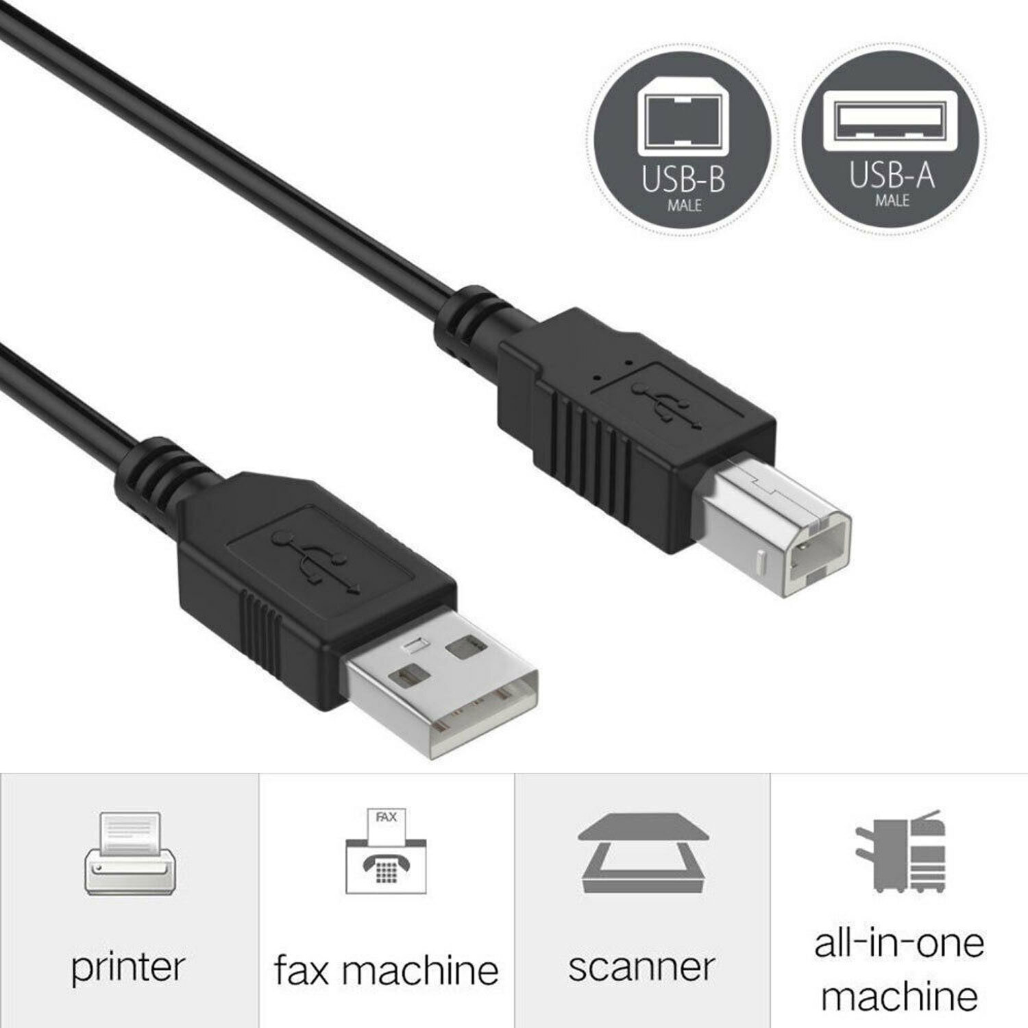 USB Printer Cable Cord For EPSON ECOTANK ET-2400 ET-2800 ET-2803 ET-3850 ET-8500