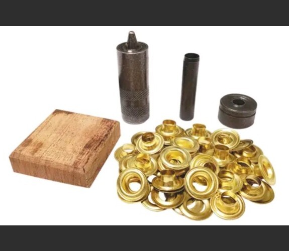 NEW GENERAL TOOLS 71260 1/4" GROMMET KIT WITH TOOL & 48 BRASS GROMMETS CUTTER