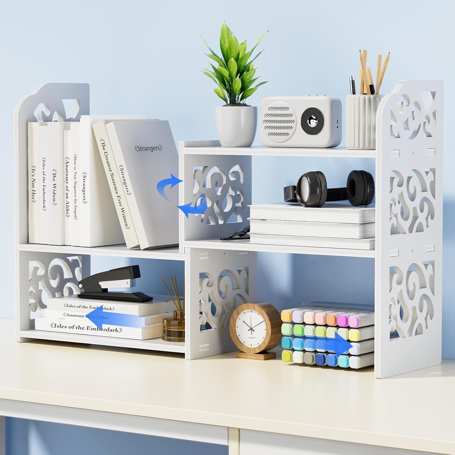 Modern Adjustable Desktop Shelf - Lightweight, Easy Assembly for Home & Office