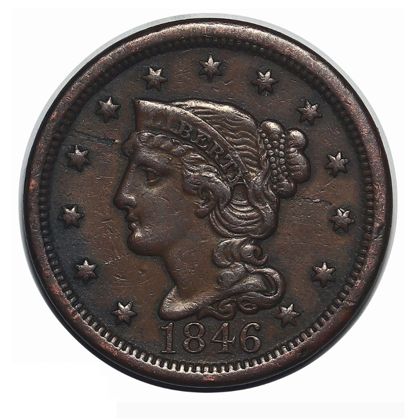 1846 Large Cent, Braided Hair, Tall Date Choice Unc+