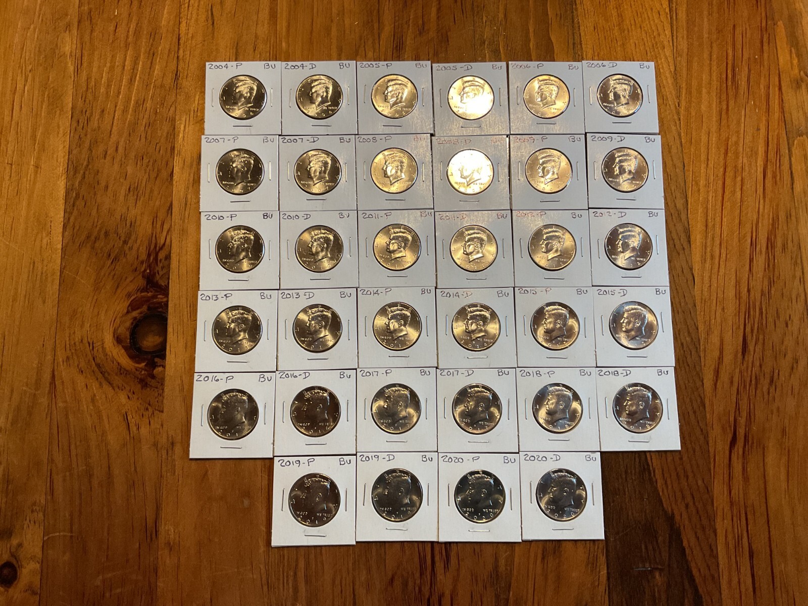 2004 - 2020 P&D  Kennedy Half Dollar Brilliant Uncirculated from Mint Rolls