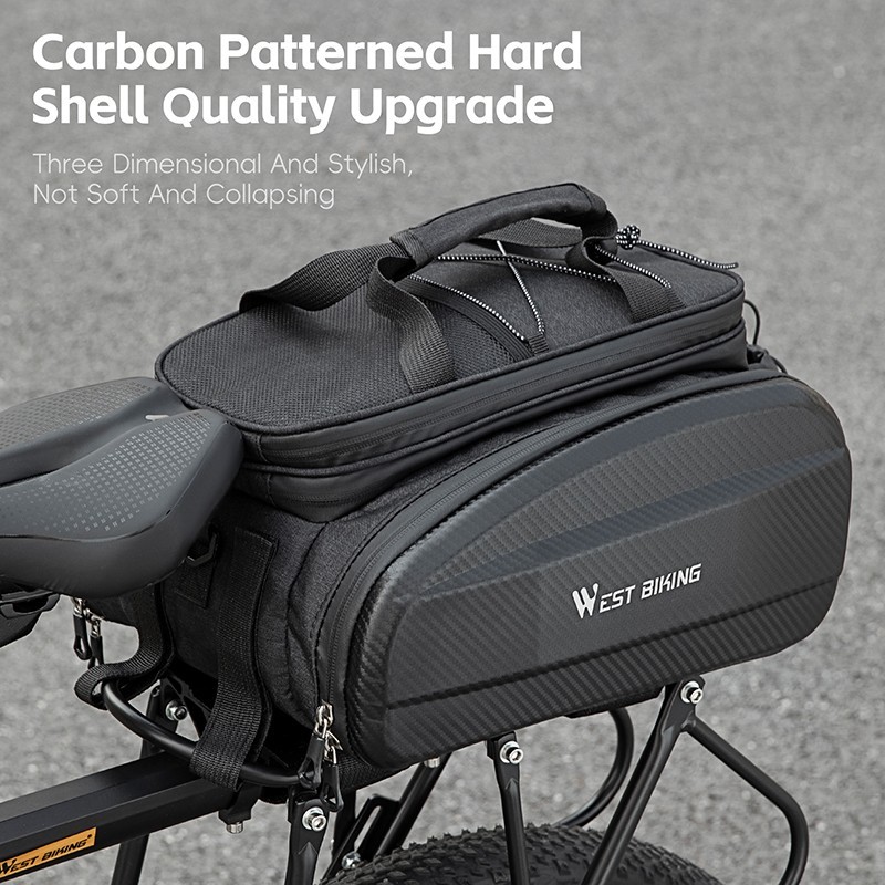 WEST BIKING Bicycle Hard Shell Bike Pannier Rear Rack Pack Bag Expandable 31L