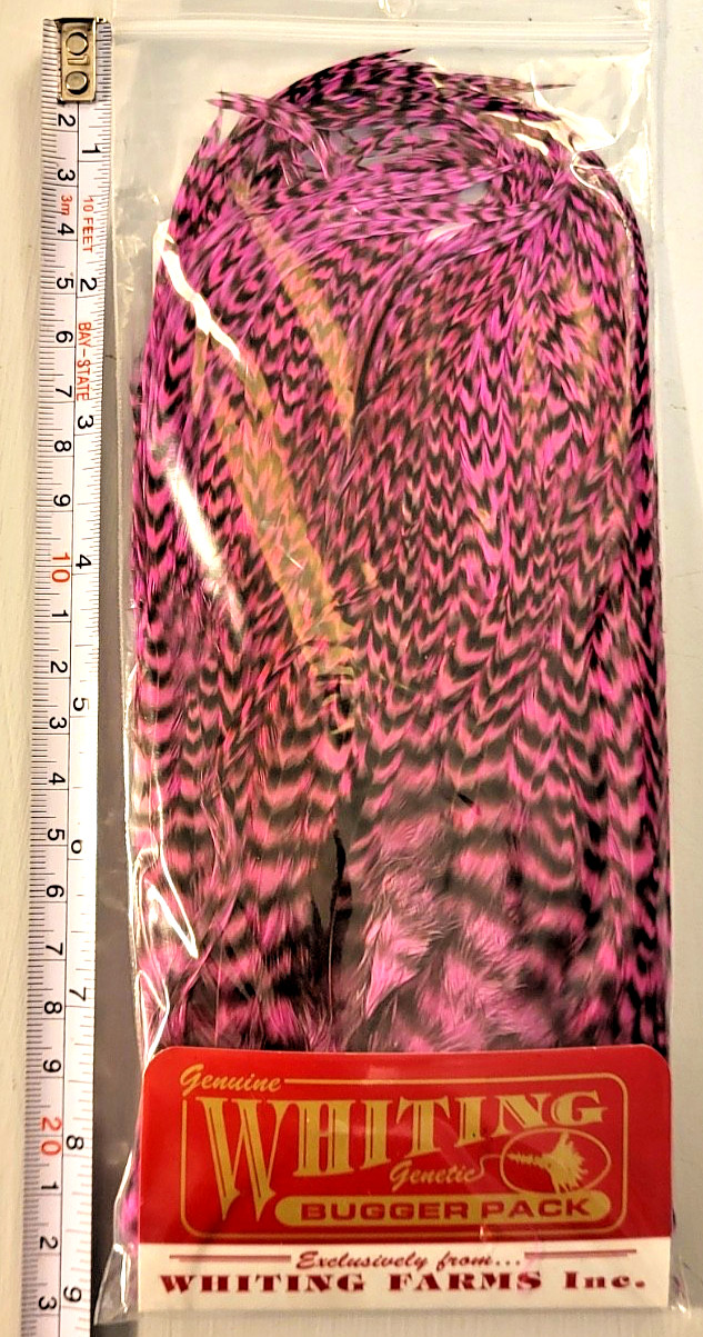Whiting Bugger Pack, Grizzly Dyed Pink, Fly Tying