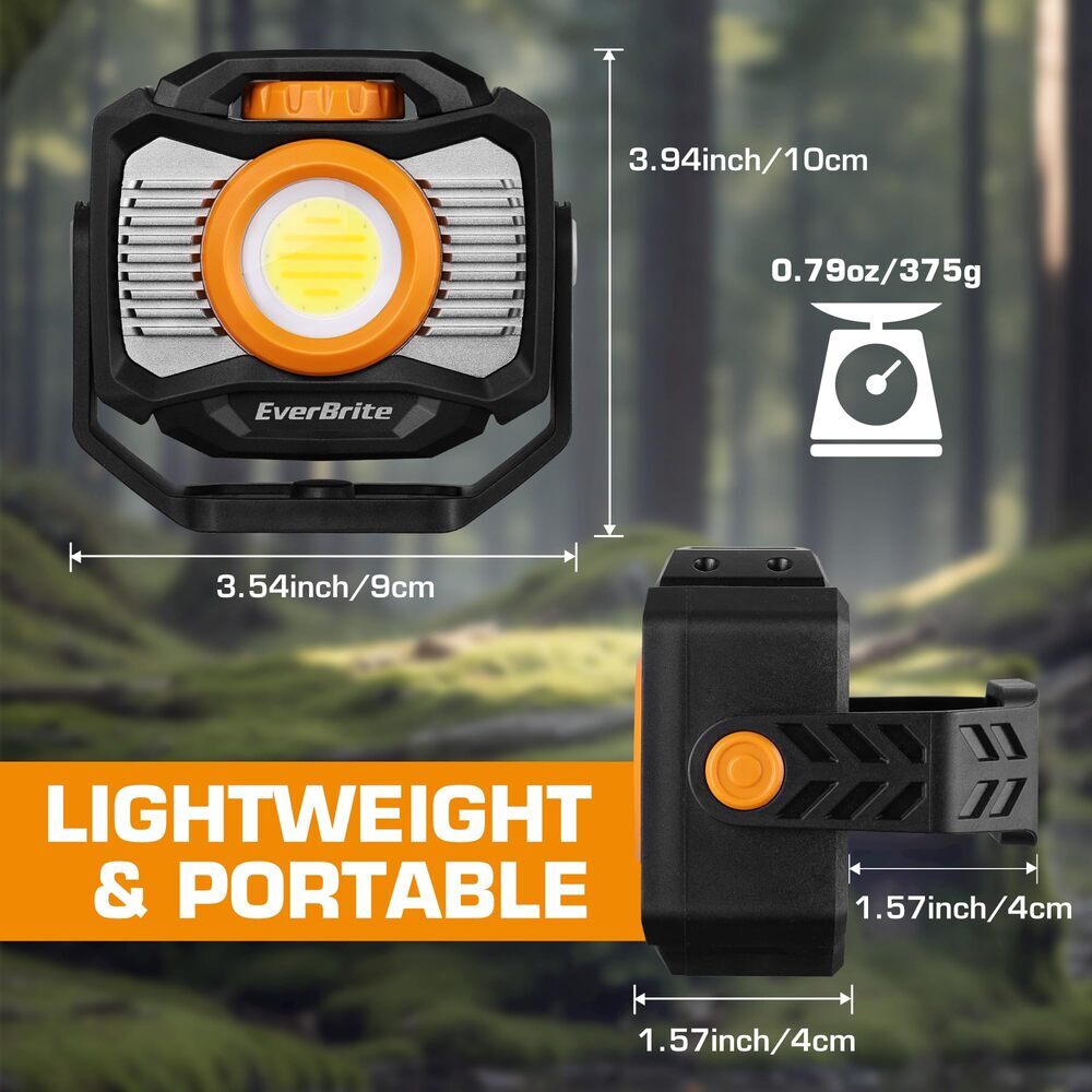 EverBrite 2000LM Magnetic COB LED Work Light Rechargeable 7 Modes 360° Rotatable