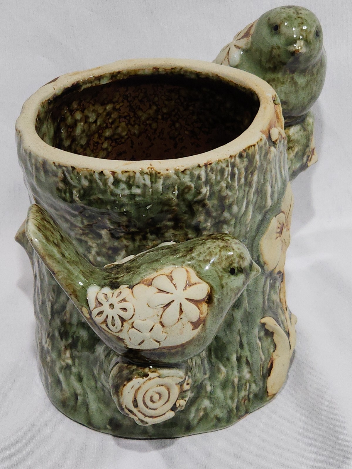 Ceramic Bird Stump Planter