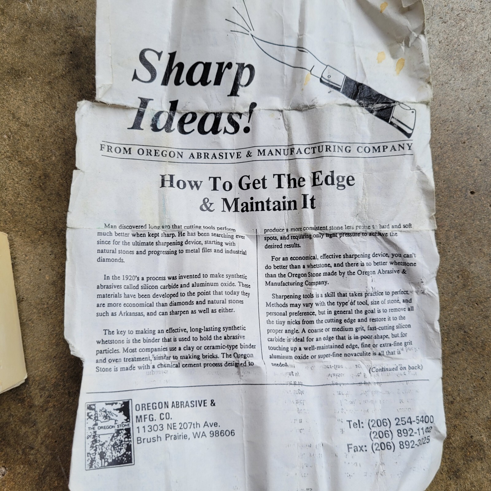 The Oregon Stone Sharpening Stone with Box and Instructions