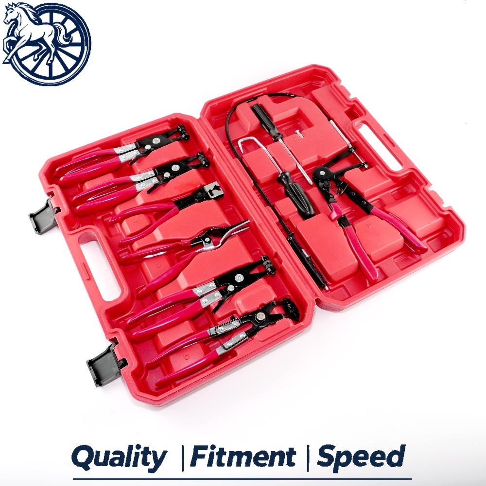 10Pc Hose Clamp Clip Remover Pliers Wire Long Reach Kit Fuel Oil Water Hose Tool