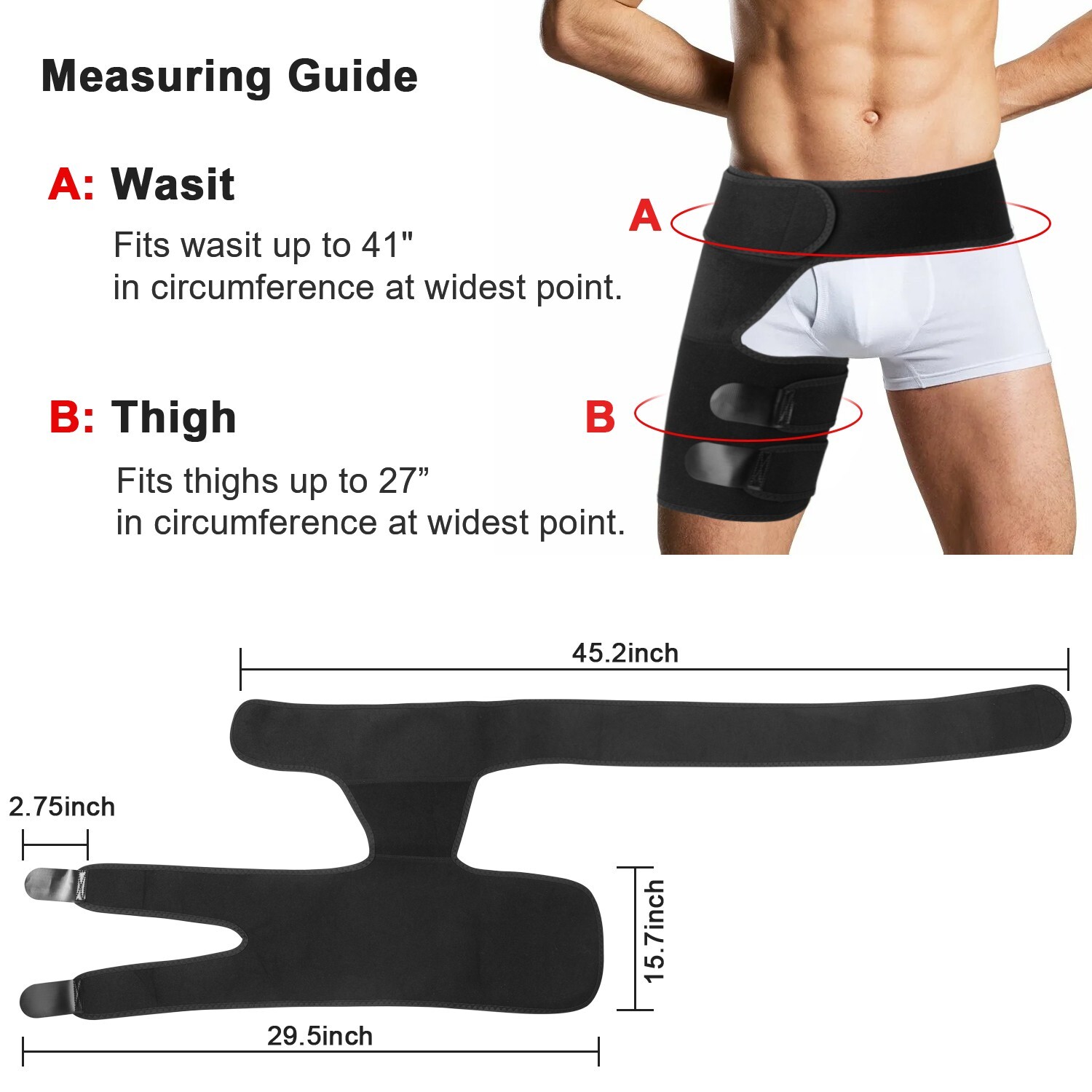 Hip Brace Compression Support Wrap | Groin & Thigh Support for Recovery &Workout