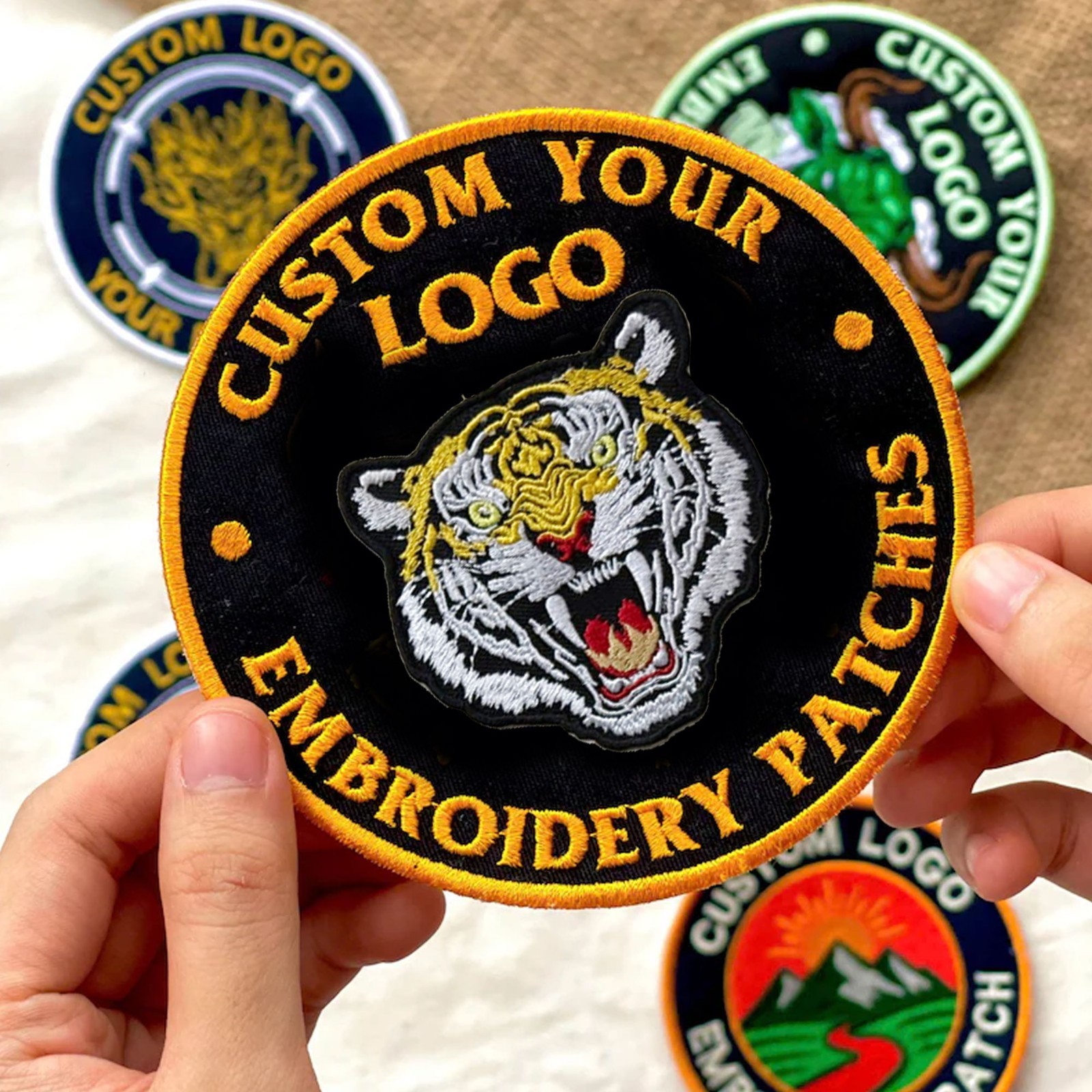 Custom Logo Embroidery Patch Round Iron On Sew On Personalized Badge Any Designs