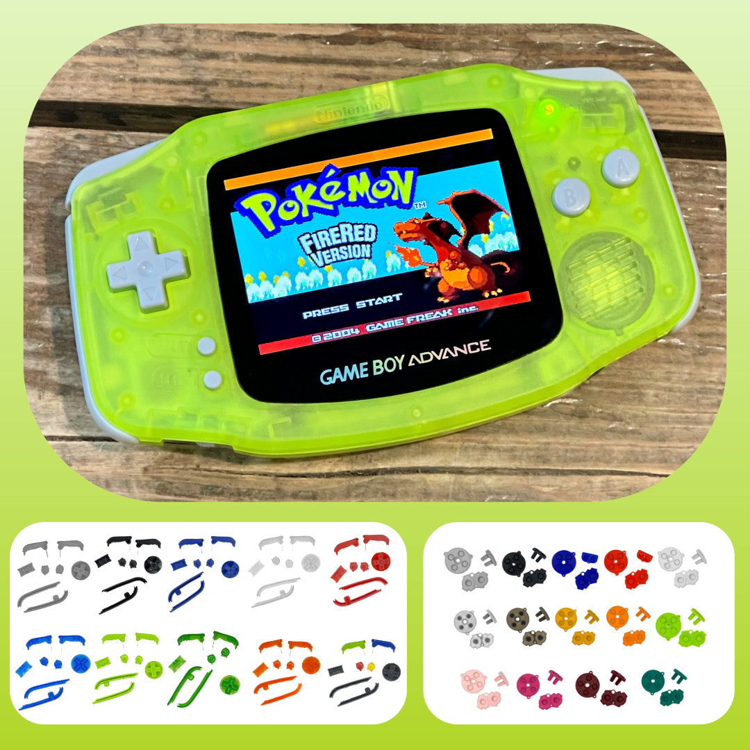 Nintendo GBA Game Boy Advance NEON YELLOW System V5 IPS LCD PICK YOUR BUTTONS