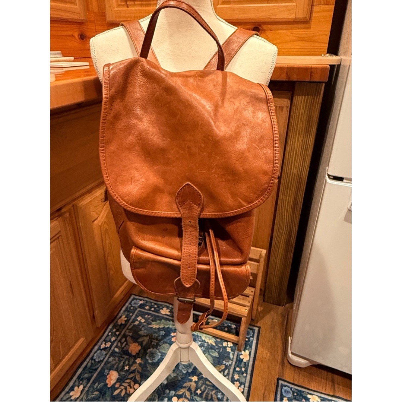 Premium Tan Leather Backpack - Classic Casual Carry