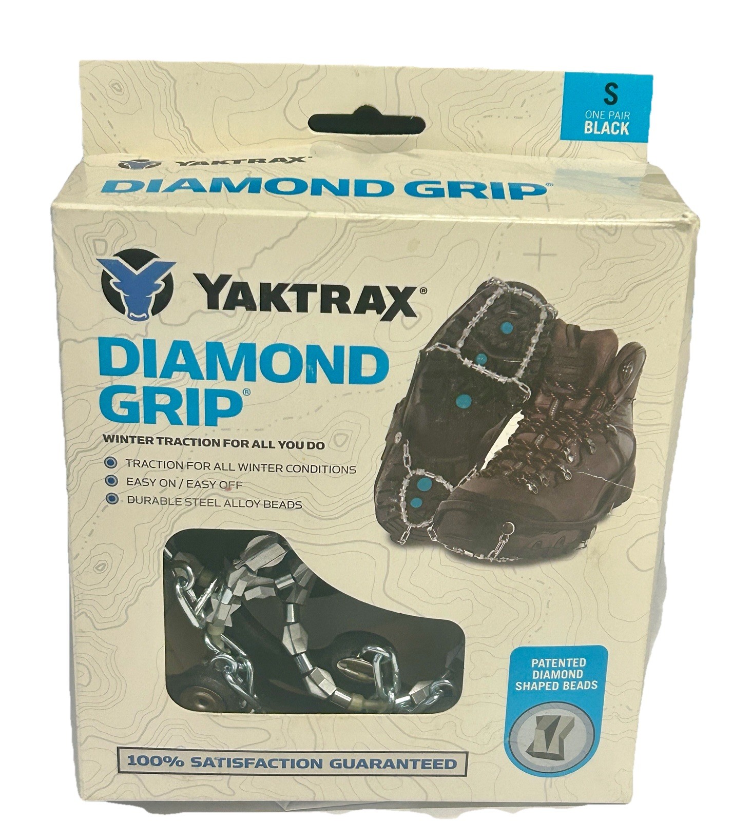 Yaktrax Diamond Grip Small Black Ice Snow Traction Cleats, Boots, Winter Hiking.