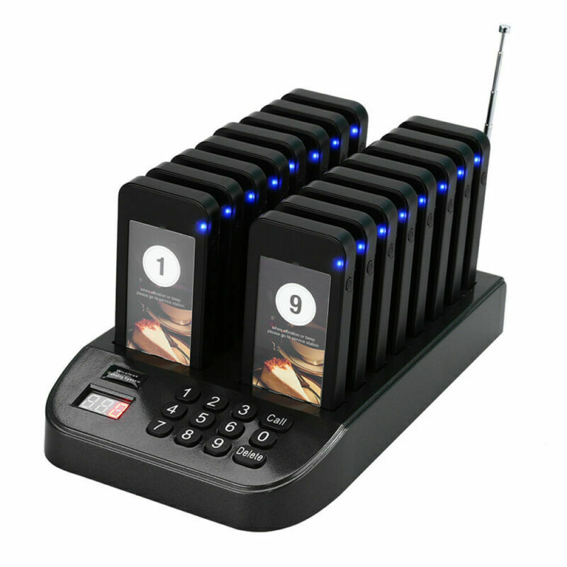 Restaurant Pager Calling Button Keypad+16 Receiver Wireless Paging Queue System