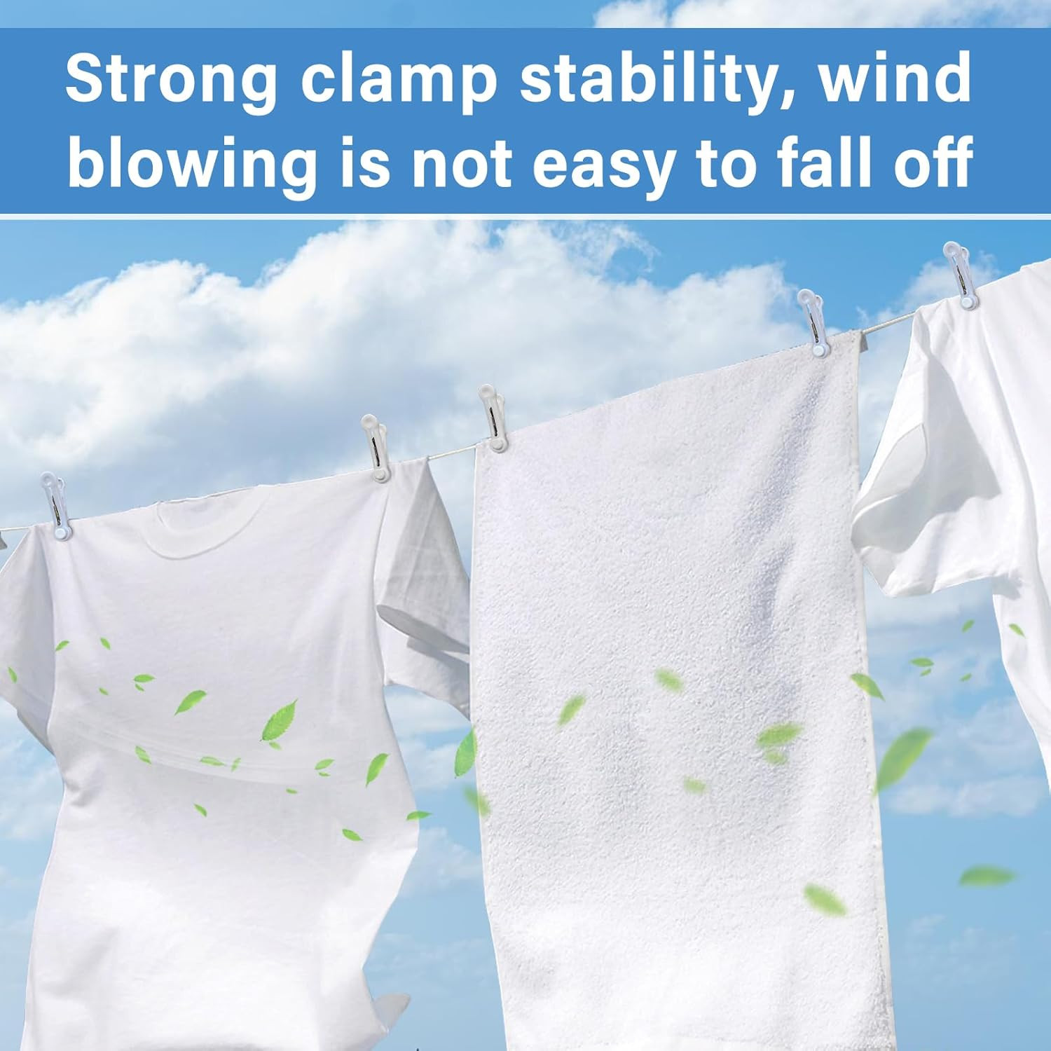 Clothes Pins, Plastic Laundry Clips Non-Slip Clothes Clips with Strong Clamping