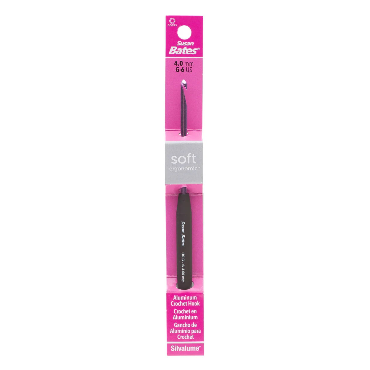 Susan Bates Silvalume SOFT ERGONOMIC Crochet Hook Size G 4mm