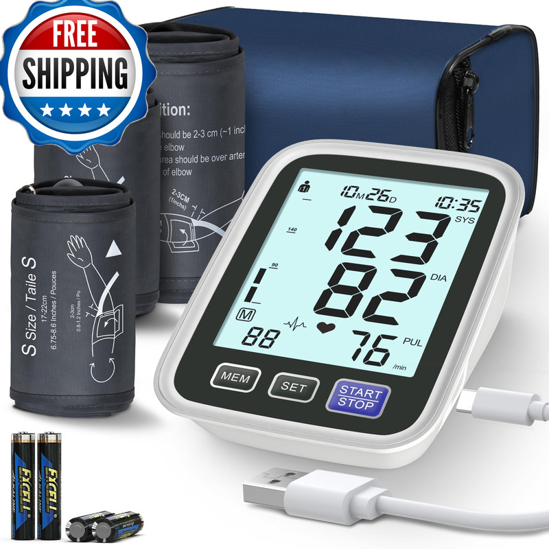 Aqeso Blood Pressure Machine Upper Arm 3 Size Cuffs Small 7-9 Medium/Large 9-17