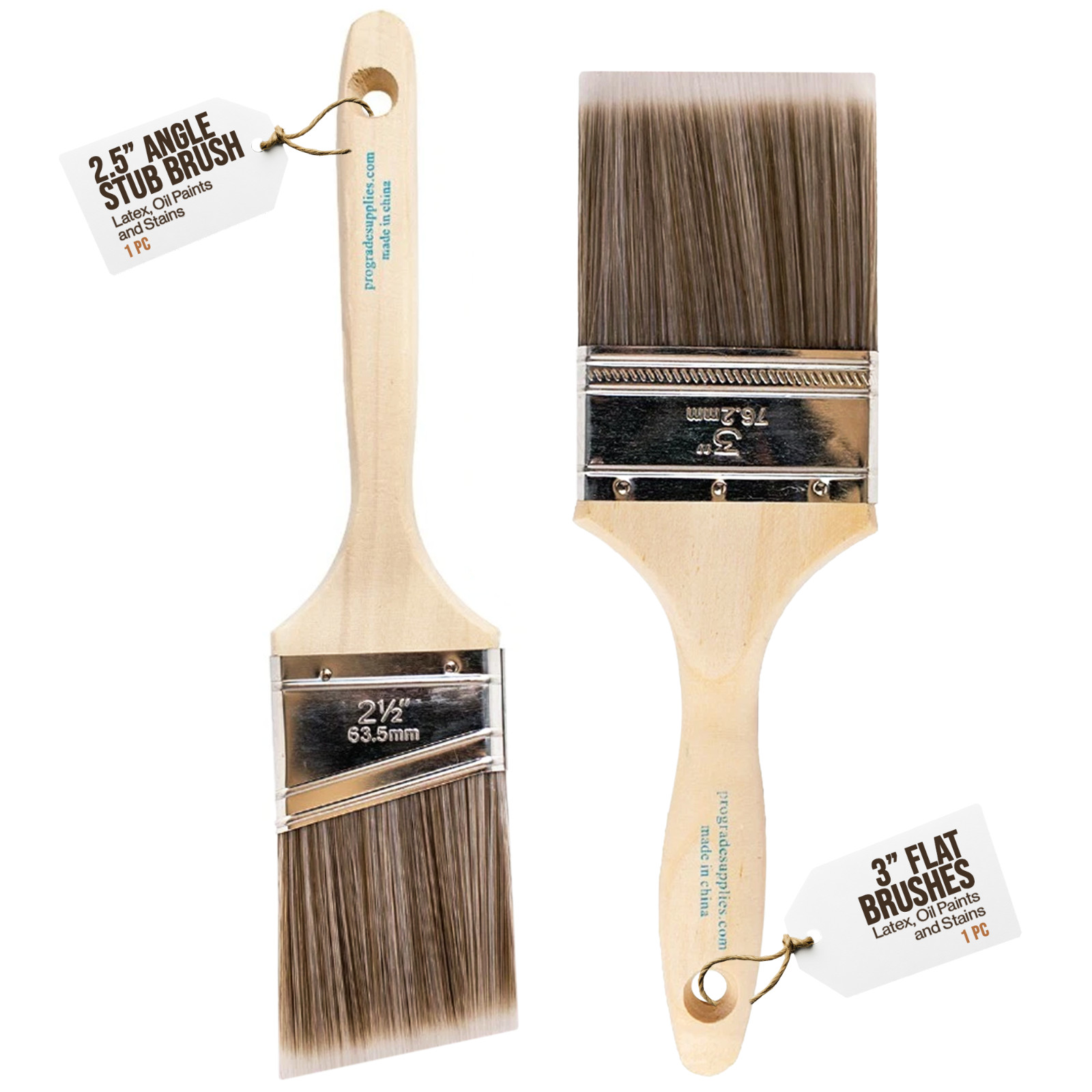 2PK  House Wall,Trim Paint Brush Set Home Exterior or Interior Brush