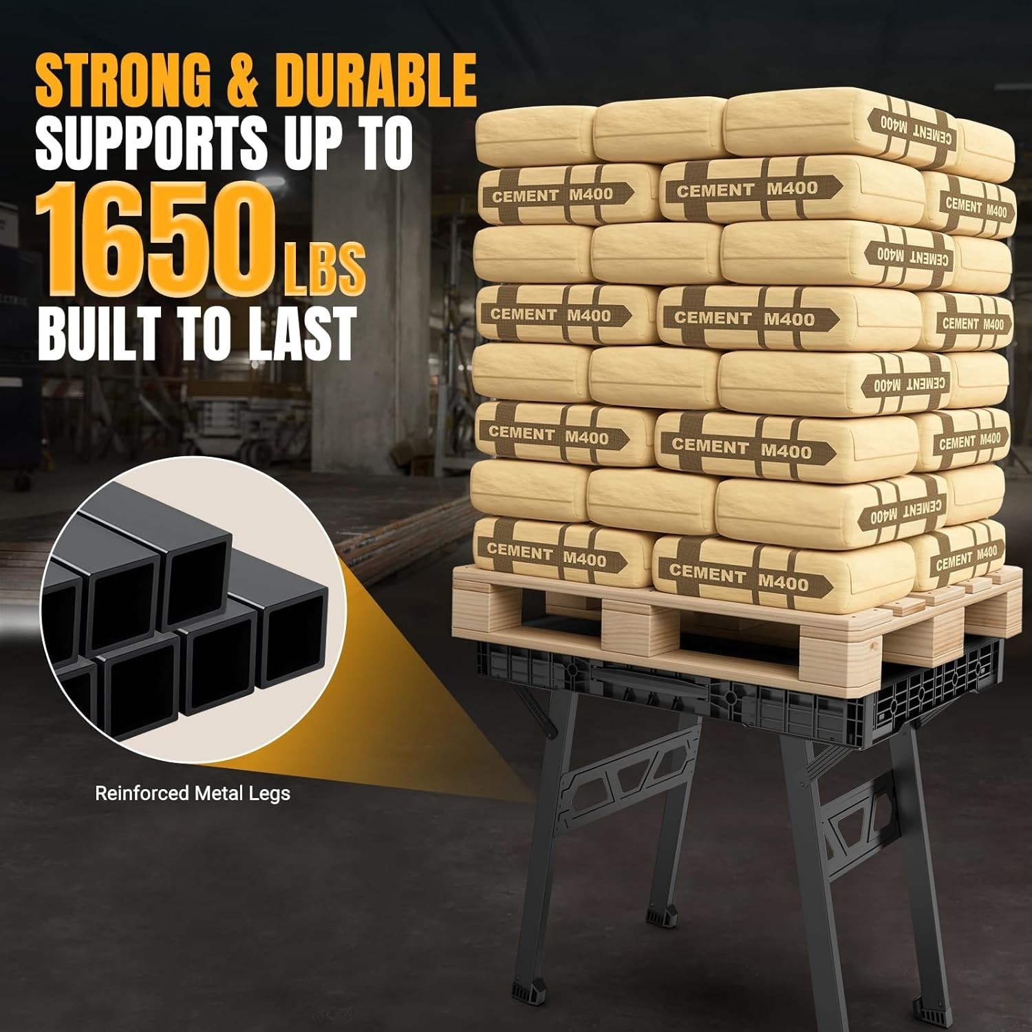 Lightweight Folding Workbench - 34" W x 24" D, Perfect for Home & Work