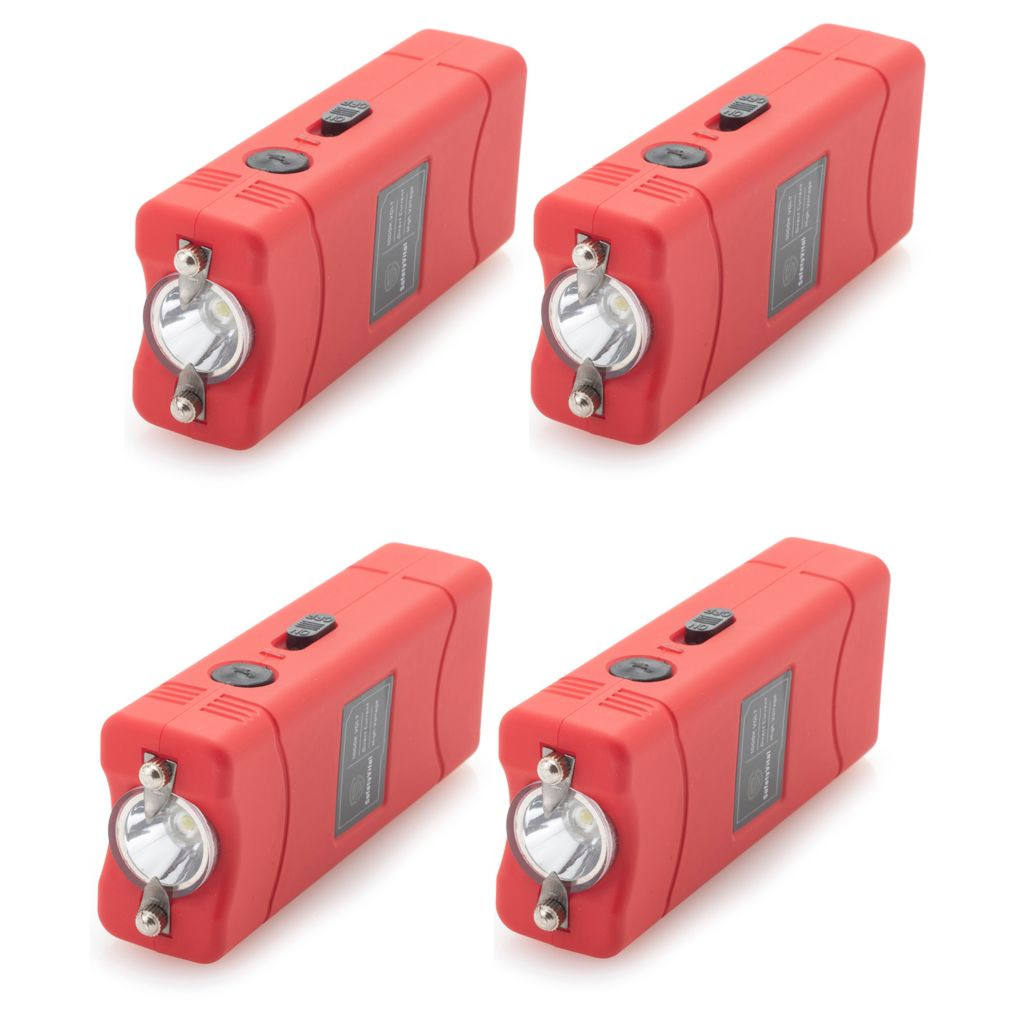 SafetyVital Set of 4 Lightweight Mini Stun Guns w/ LED Flashlight
