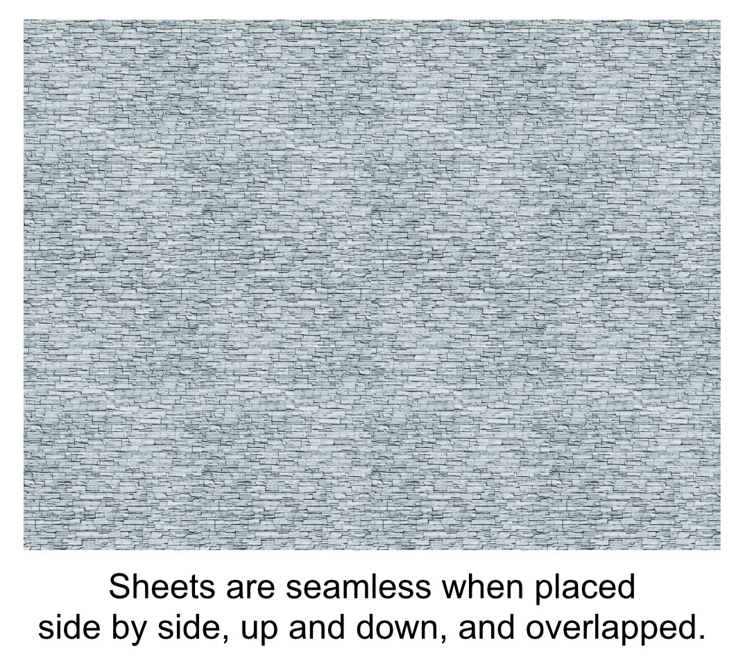 N Scale Stone Model Train Scenery Sheets –5 Seamless 8.5x11 Gray
