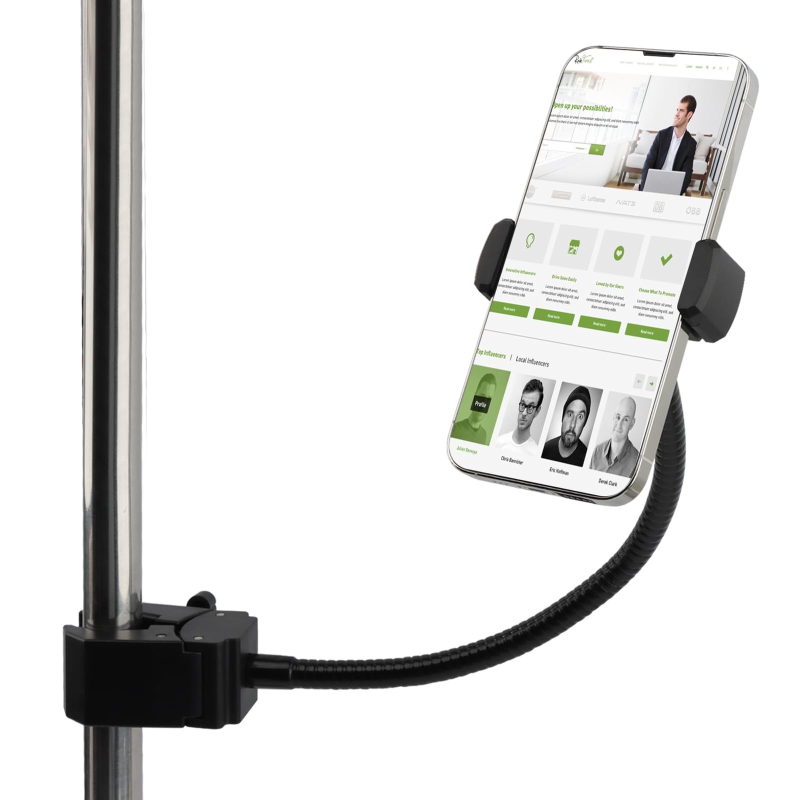 Mic Stand Phone Holder, 360° Swivel Ball Microphone Floor Music black