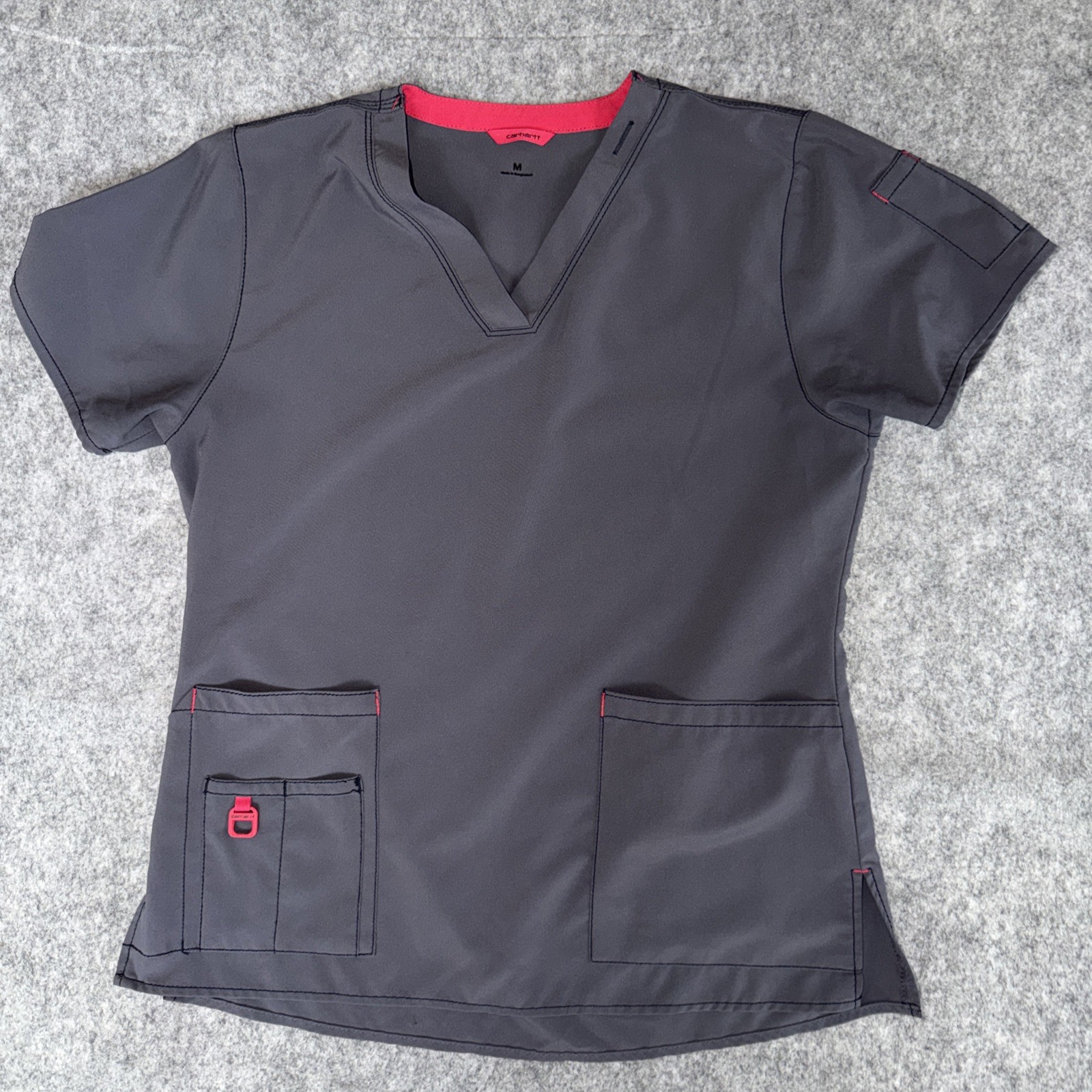 Carhartt Scrub Top Unisex Medium Gray Short Sleeve Pockets V Neck