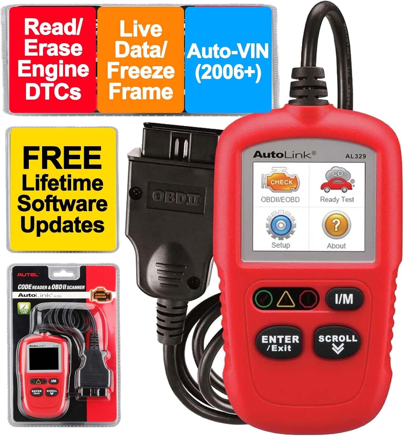 Autel Autolink AL329 OBD2 CAN OBDII Auto Car Code Reader Diagnostic Scanner Tool