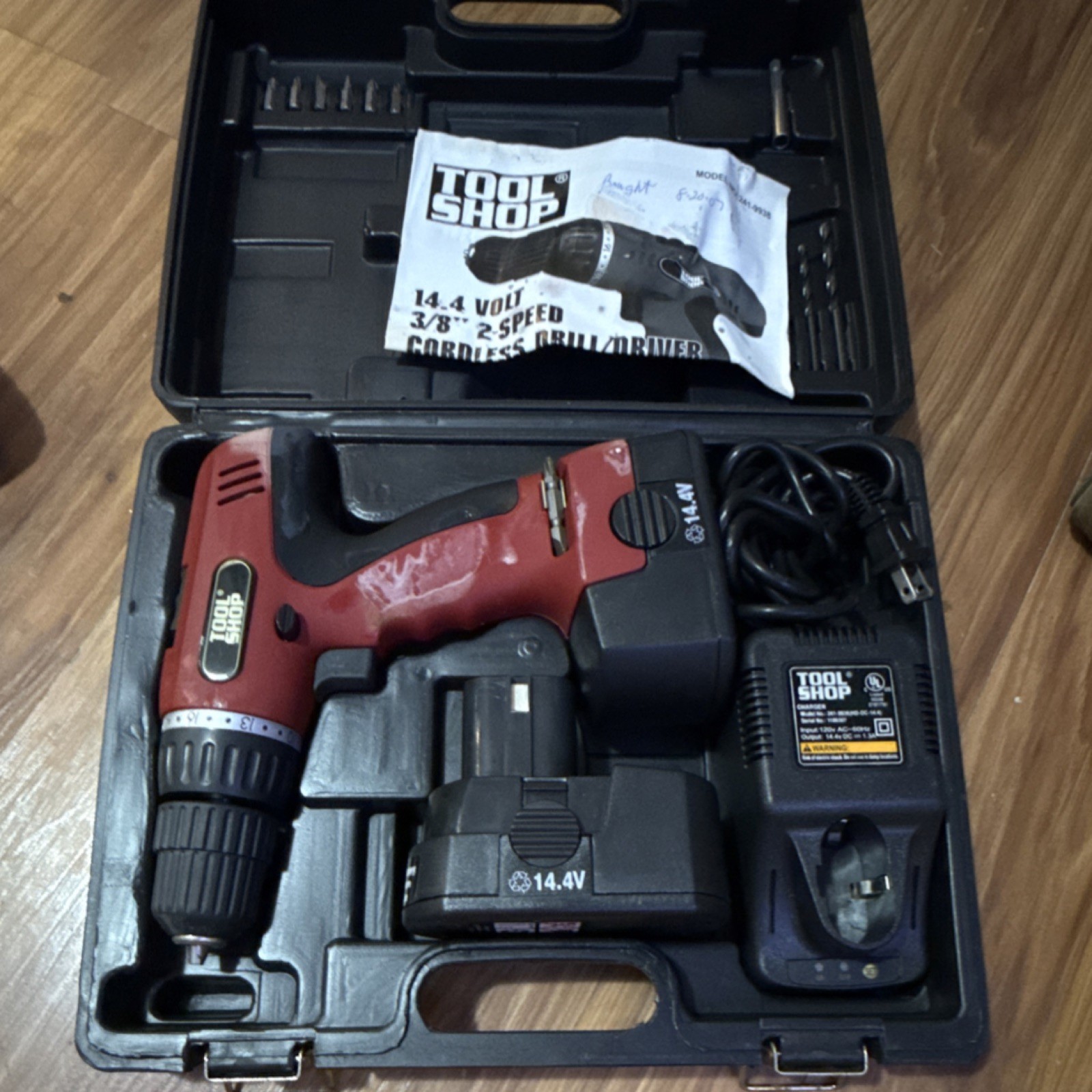 Tool Shop 14.4V 3/8" 2-Speed Cordless Drill/Driver Kit w/ 2 Batteries, Charger