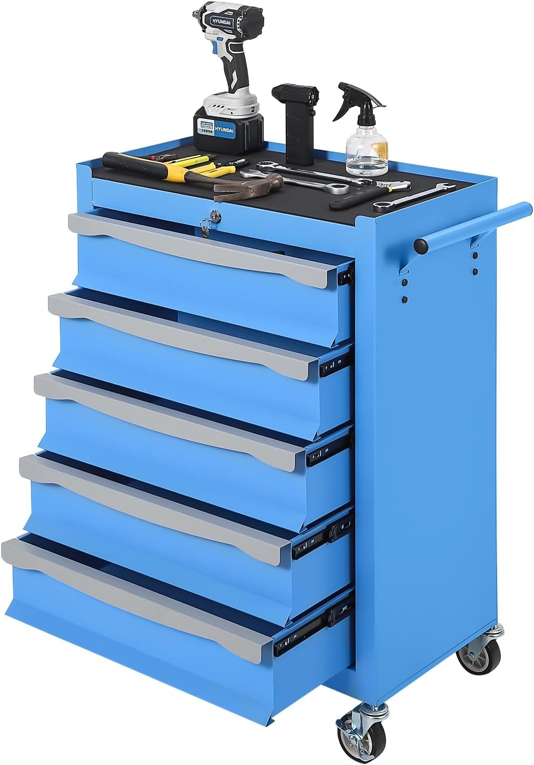Hetoy 5-Drawer Tool Chest with Lock,Heavy-Duty Modular Steel Toolbox Rolling