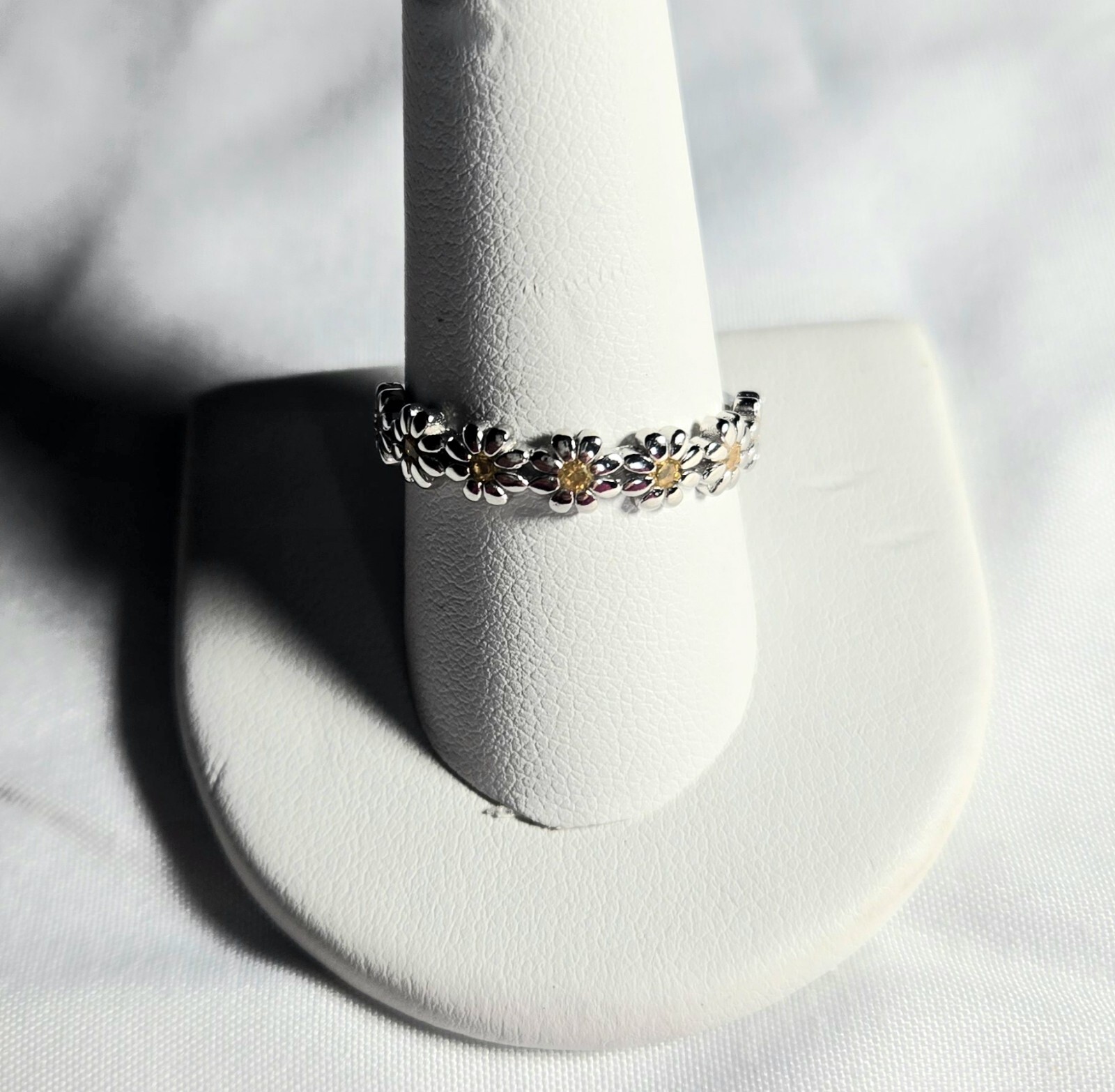 P.E.O. Sisterhood Marguerite Ring 925 Sterling Silver Yellow Citrine Size 7 PEO