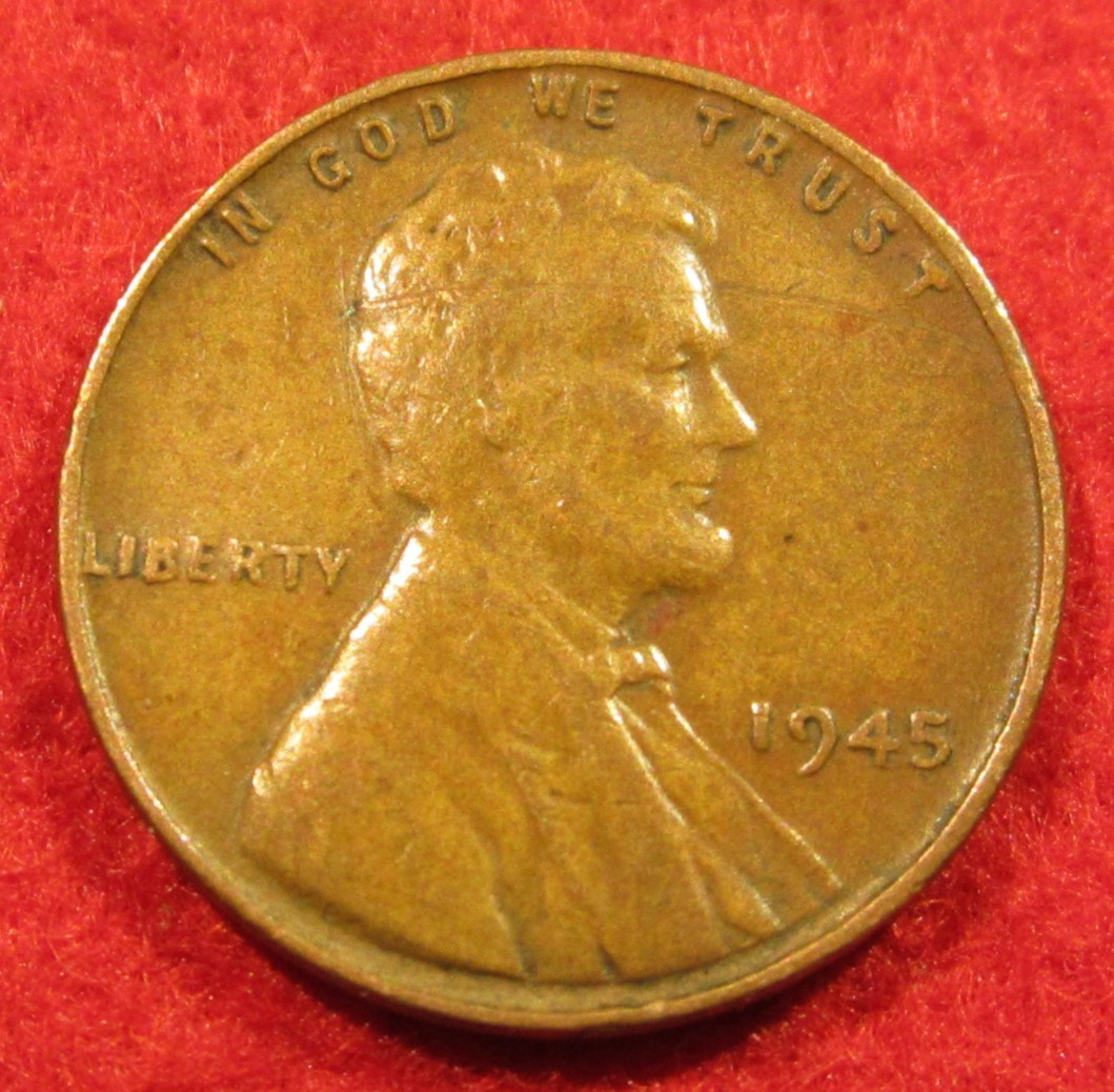 1945 (P) Lincoln Wheat Cent/Penny - F Fine to VF Very Fine - Actual Coin B394