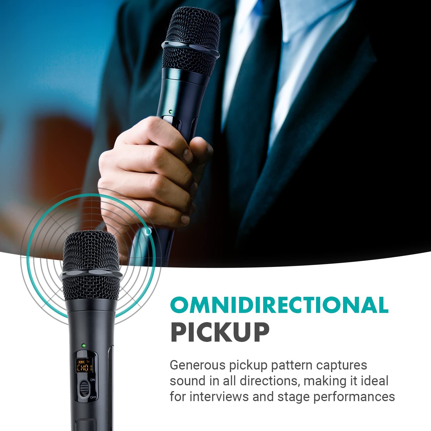 WMX-7-TH+RX Handheld Wireless Microphone System - Omnidirectional Microphone ...