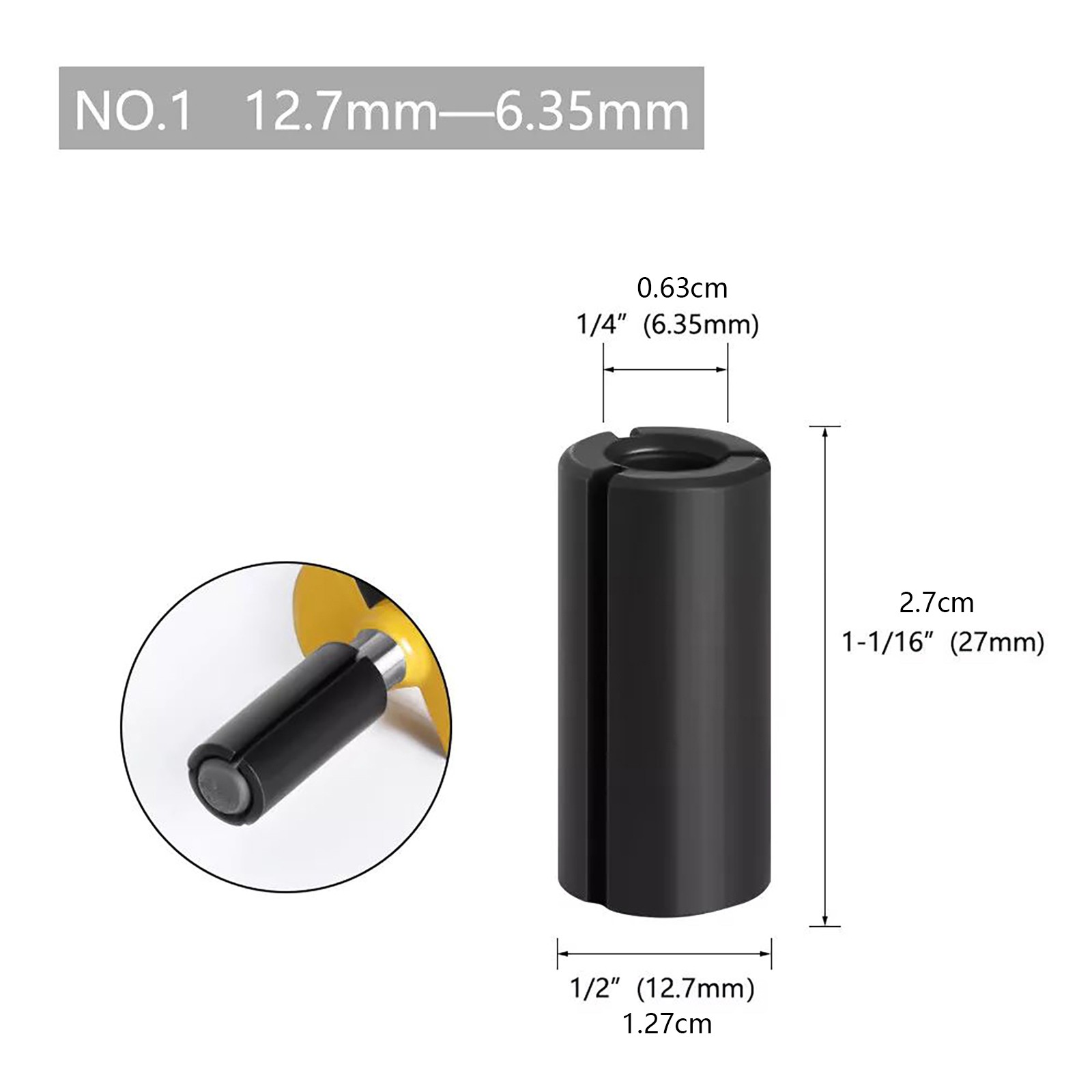9Pcs Adapter Converter Router Collet Reduction Sleeve Tool Bit Connector
