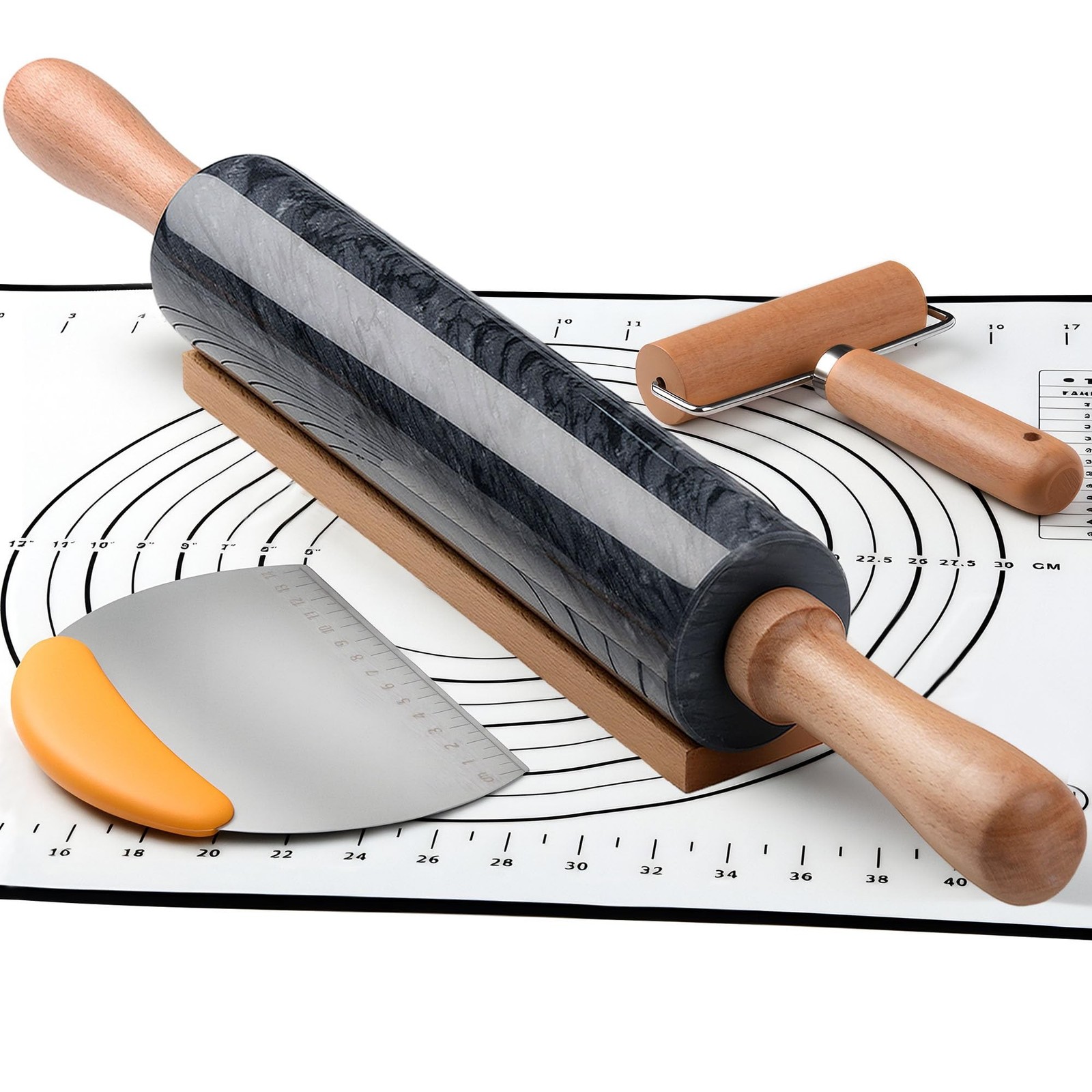 18.5 inches Marble Rolling Pin,Large Non-Stick Dough Roller,for making pizza,...