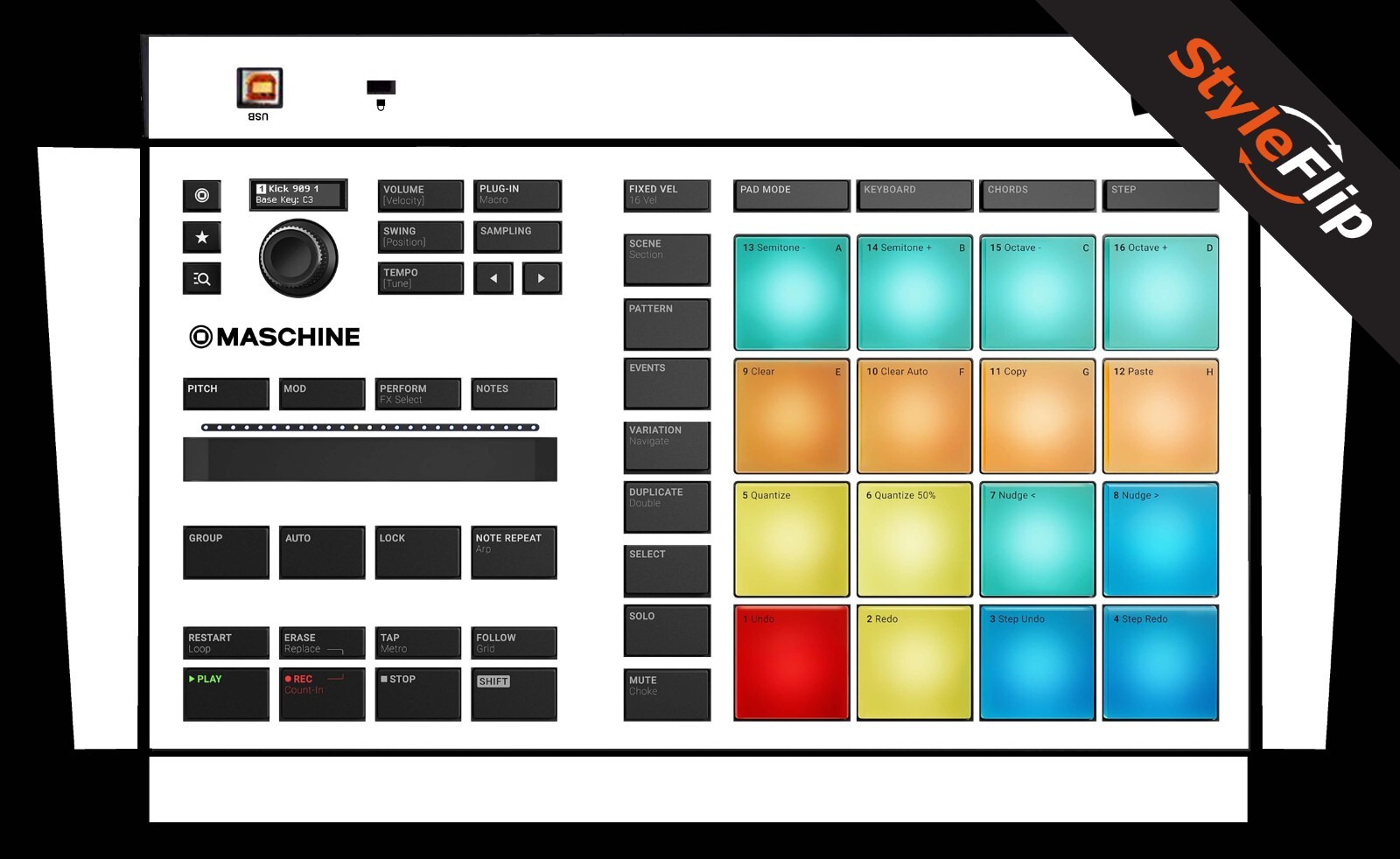 NI Maschine Mikro MK3 Skins | Color White | Protective Decal | StyleFlip Skins