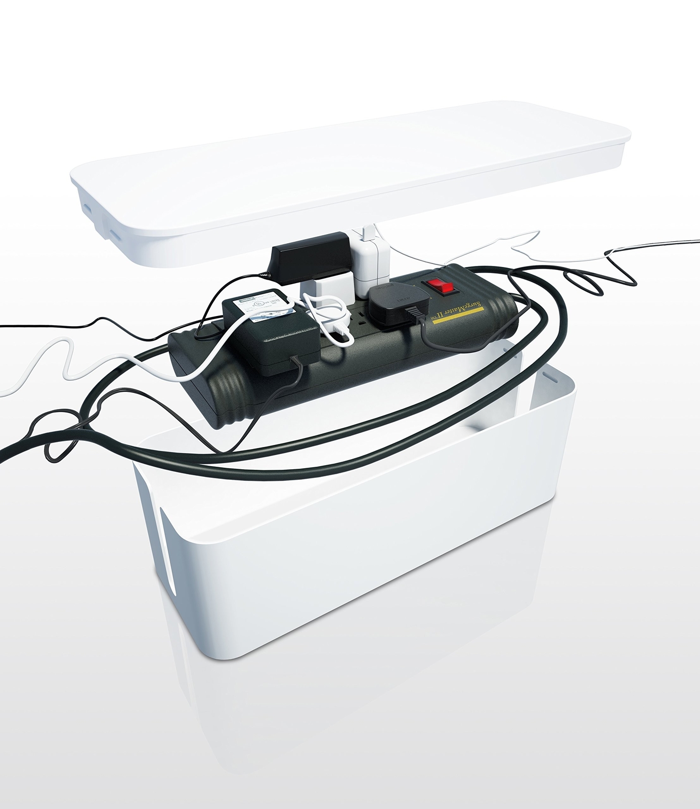 Bluelounge CableBox cable organizer hides messy, loose, tangled cables White ...