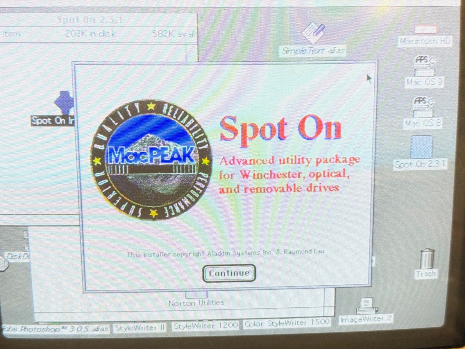 Spot On Hard Drive utility Software 3-1/2" disks - vintage Mac software