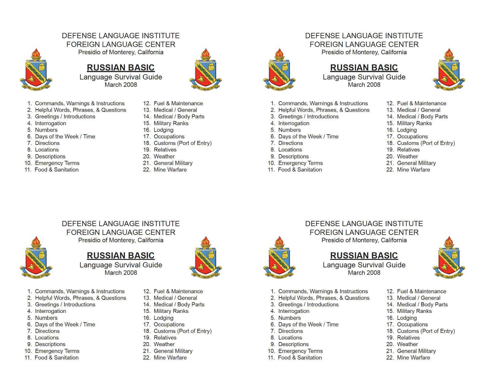 Defense Language Institute DLI BASIC RUSSIAN Text & 600+ MP3 Files Audio CD