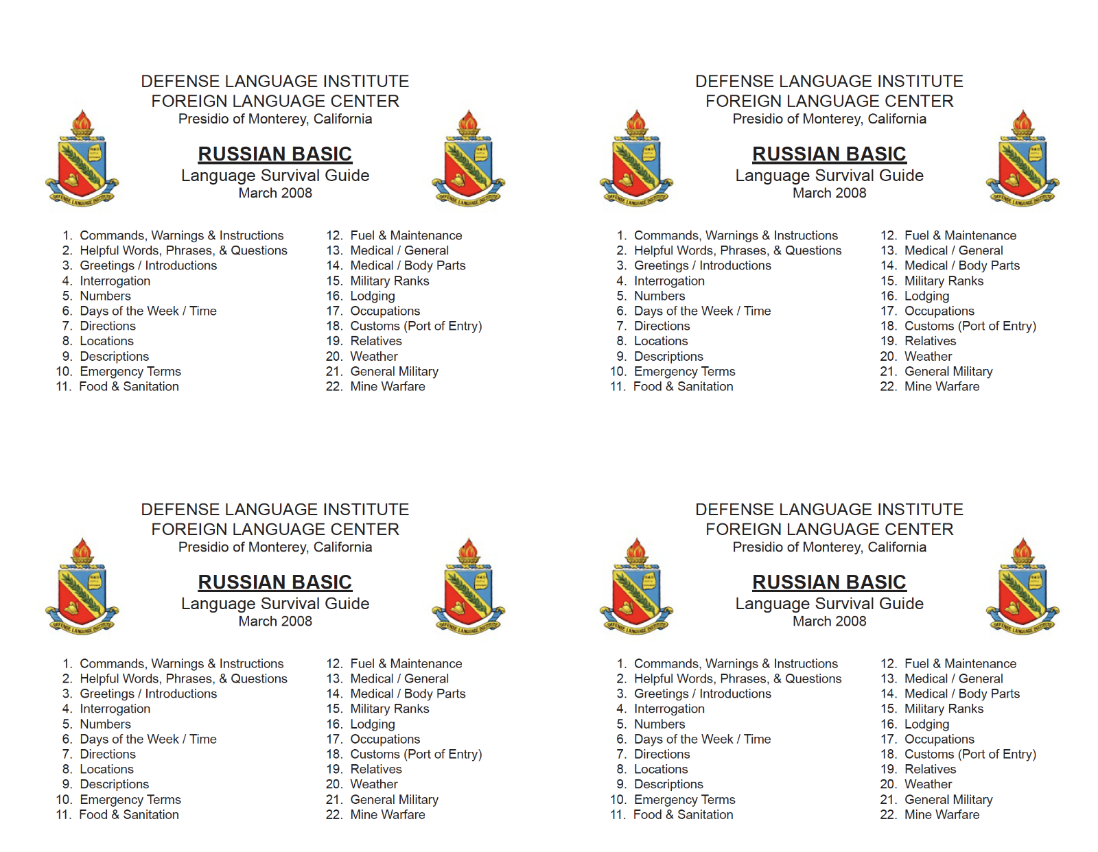 Defense Language Institute DLI BASIC RUSSIAN Text & 600+ MP3 Files Audio CD