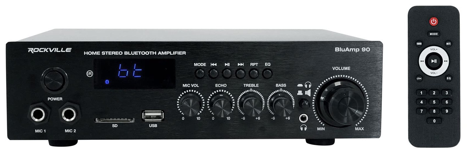 Rockville BLUAMP 90 60W Home Stereo Bluetooth Receiver Amplifier HDMI Black