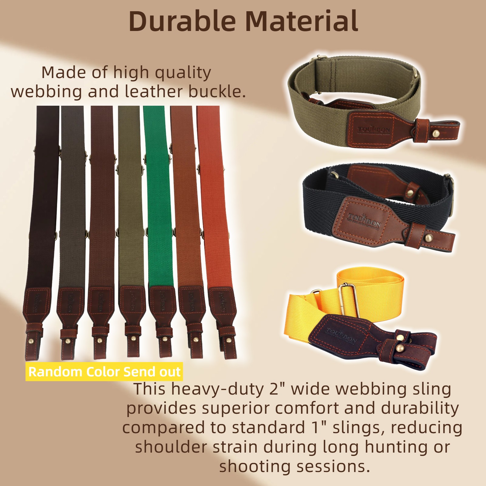 Tourbon Gun Sling Rifle Strap Webbing Leather Quick Release Shooting Adjustable