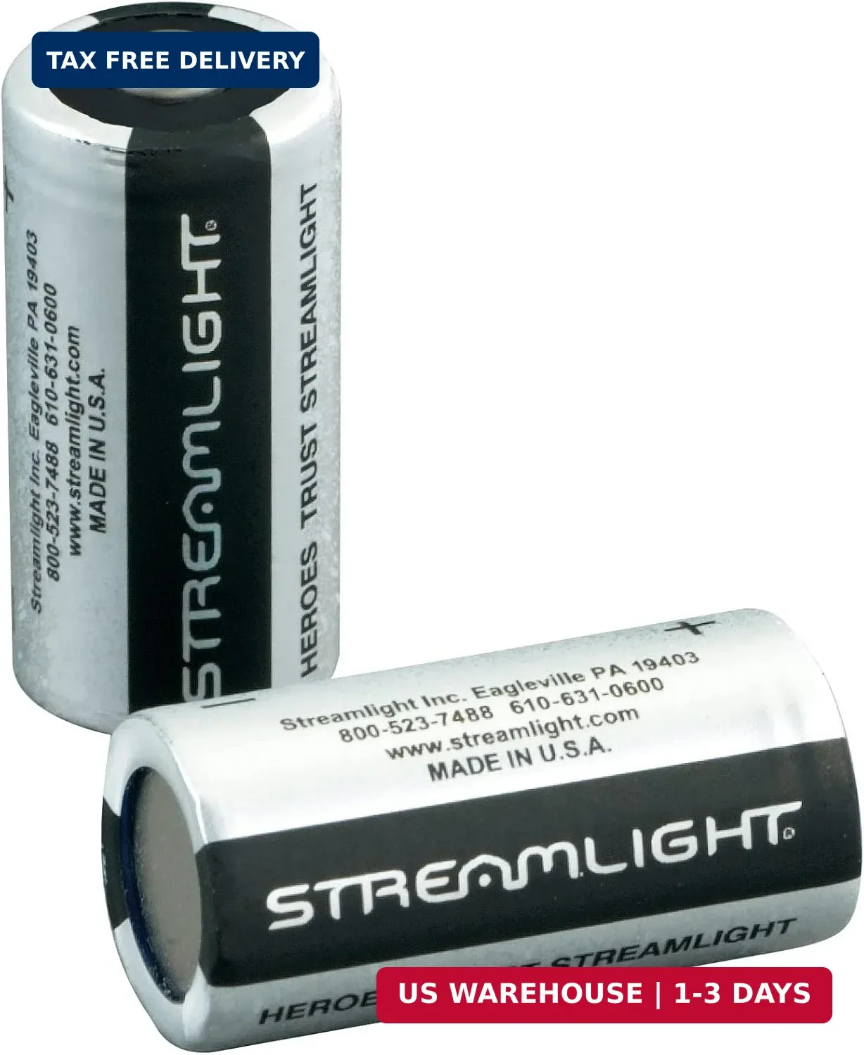 Streamlight CR123A Lithium Batteries 2 Pack 3V Non Rechargeable 1400mAh